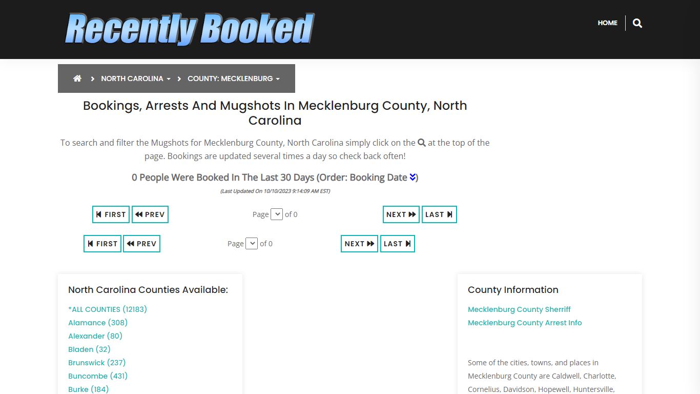 Recent bookings, Arrests, Mugshots in Mecklenburg County, North Carolina